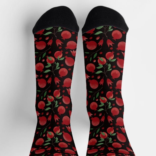 Hand-drawn Pomegranate Fruits Seamless Pattern Socken (Oben)