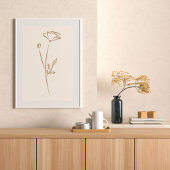 Hand Drawn Poppy Wall Art Flower Print Minimalist Poster