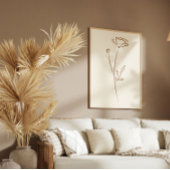 Hand Drawn Poppy Wall Art Flower Print Minimalist Poster