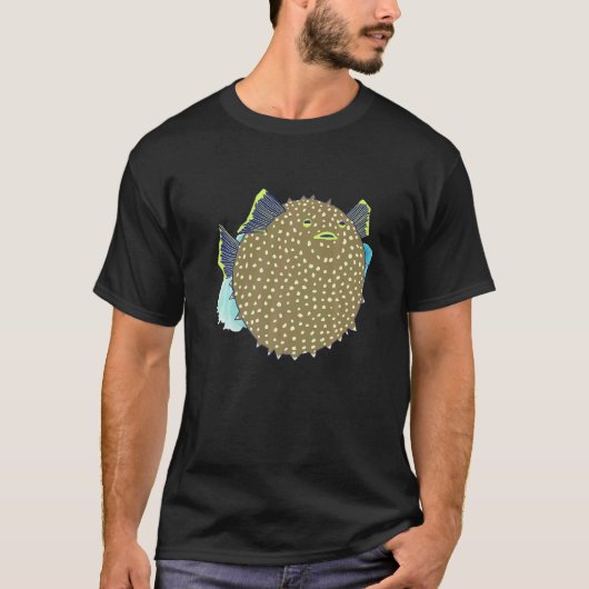 Hand Drawn Puffer Fish Deep Ocean Creatures and Ri T-Shirt (Vorderseite)