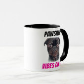 Hand Drawn Pug Mug - Pawsitive Vibes Only! Tasse (VorderseiteRechts)