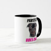 Hand Drawn Pug Mug - Pawsitive Vibes Only! Tasse (VorderseiteRechts)