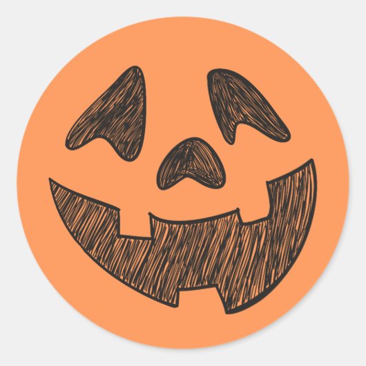 Hand Drawn Pumpkin Face Runder Aufkleber (Vorderseite)