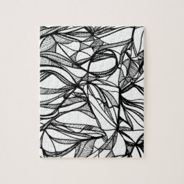 hand-drawn PUZZLE black and white line art colorit