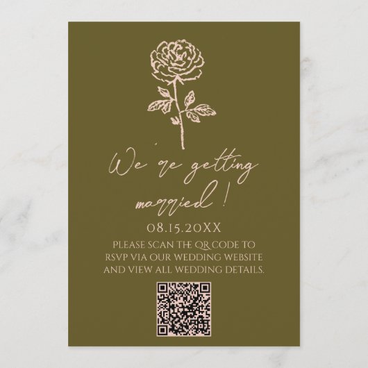 Hand Drawn QR Code Grasslands Floral Wedding Einladung (Rückseite)