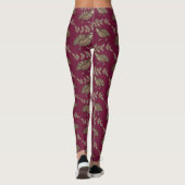 Hand Drawn Quail on Wine Leggings (Rückseite)
