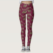 Hand Drawn Quail on Wine Leggings (Vorderseite)