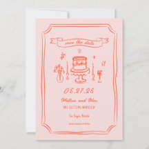 Hand Drawn Quirky Fun Retro Hochzeit