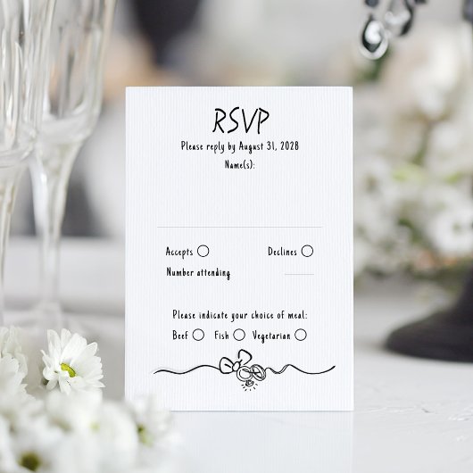 Hand Drawn Quirky Funky Wedding RSVP Card Karte