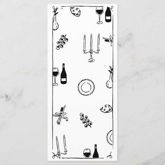 Hand Drawn Quirky handgeschriebenes Hochzeitsmenü Menükarte (Rückseite)