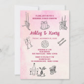 Hand Drawn Quirky Hochzeit Probe Dinner Einladung (Vorderseite)