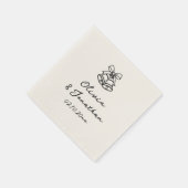 Hand Drawn Quirky Old Monney Wedding Serviette (Ecke)