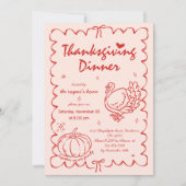 Hand Drawn Quirky Pumpkin Türkei Erntedank Einladung (Vorderseite)
