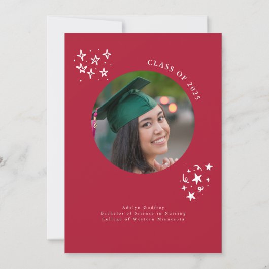 Hand Drawn Quirky Red Graduation Party Einladung (Rückseite)