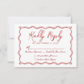 Hand Drawn Quirky Red Whimsical Wedding RSVP Karte (Vorderseite)
