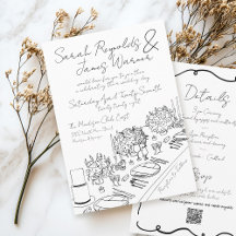 Hand Drawn Quirky Scribble Black & White Wedding