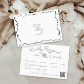 Hand Drawn Quirky Scribble Black & White Wedding RSVP Karte