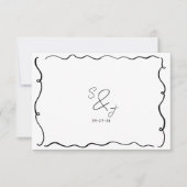 Hand Drawn Quirky Scribble Black & White Wedding RSVP Karte (Vorderseite)