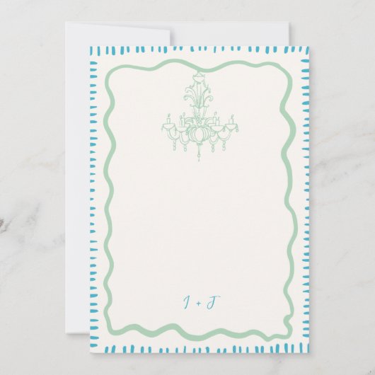 Hand Drawn Quirky Wavy Engagement Party Einladung (Rückseite)