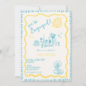 Hand Drawn Quirky Wavy Engagement Party Einladung (Vorderseite)