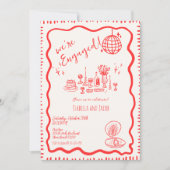Hand Drawn Quirky Wavy Engagement Party Einladung (Vorderseite)