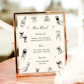 Hand Drawn Quirky Wedding Cin Cin Bar Poster