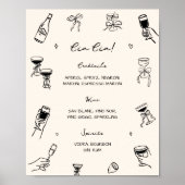 Hand Drawn Quirky Wedding Cin Cin Bar Poster (Vorne)