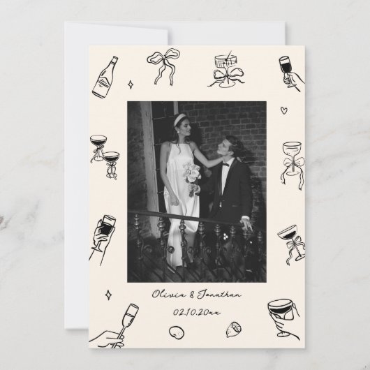 Hand Drawn Quirky Wedding Einladung (Rückseite)