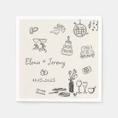 Hand Drawn Quirky Wedding Napkins Serviette (Vorderseite)