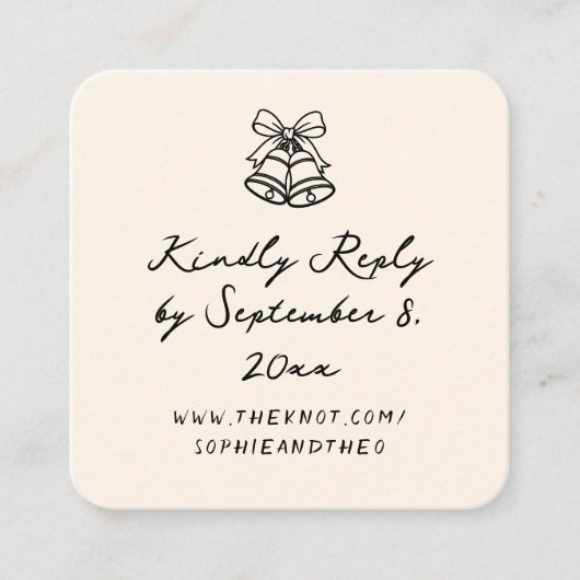 Hand Drawn Quirky Wedding RSVP Qr Code Begleitkarte (Vorderseite)