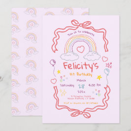 Hand Drawn Rainbow Whimsical Birthday Einladung
