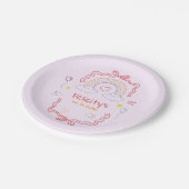 Hand Drawn Rainbow Whimsical Birthday Pappteller (Schrägansicht)
