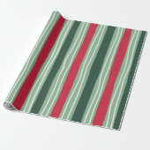 Hand Drawn Red and Green Striped Holiday Geschenkpapier (Ungerollt)
