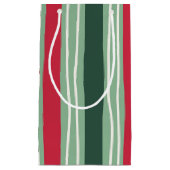 Hand Drawn Red and Green Striped Holiday Kleine Geschenktüte (Vorderseite)