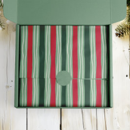 Hand Drawn Red and Green Striped Holiday Seidenpapier