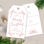 Hand Drawn Red Bow Whimsical Einzigartiges Weihnac Geschenkanhänger