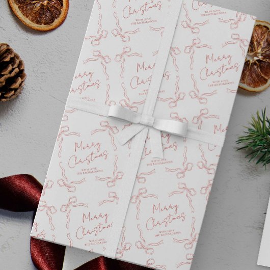 Hand Drawn Red Bow Whimsical Einzigartiges Weihnac Geschenkpapier