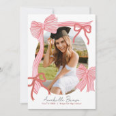 Hand-drawn Red Bows Photo Graduation Party Einladung (Vorderseite)