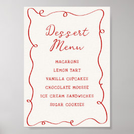 Hand Drawn Red Frame Dessert Menu Poster