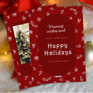 Hand Drawn Red Frohe Weihnachts-Foto Feiertagskarte