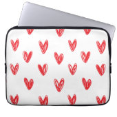 Hand Drawn Red Hearts Pattern – Minimal Valentine Laptopschutzhülle (Vorderseite)