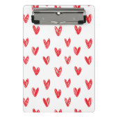 Hand Drawn Red Hearts Pattern – Minimal Valentine Mini Klemmbrett (Vorderseite)