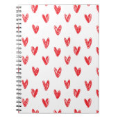 Hand Drawn Red Hearts Pattern – Minimal Valentine Notizblock (Vorderseite)