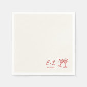Hand Drawn Red Initials Wedding Serviette (Vorderseite)