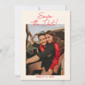 Hand Drawn Red Old Money Retro Photo Wedding Save The Date (Vorderseite)