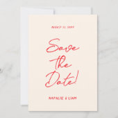 Hand Drawn Red Old Money Retro Quirky Wedding Save The Date (Vorderseite)