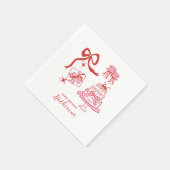 Hand Drawn Red Pink Doodles Birthday Party Serviette (Ecke)