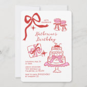 Hand Drawn Red Pink Scribble Birthday Party Einladung (Vorderseite)