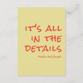 Hand Drawn Red Quirky Unique Fun Wedding Details Begleitkarte (Rückseite)