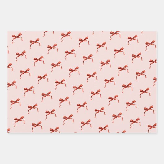 Hand Drawn Red Ribbon Bow Geschenkpapier Set (Vorderseite 3)